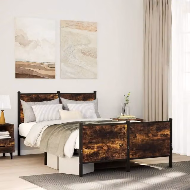 Struttura Letto Design Mania in Metallo e Rovere Fumo, L/P/H: 120 x 200 x 91.5 cm