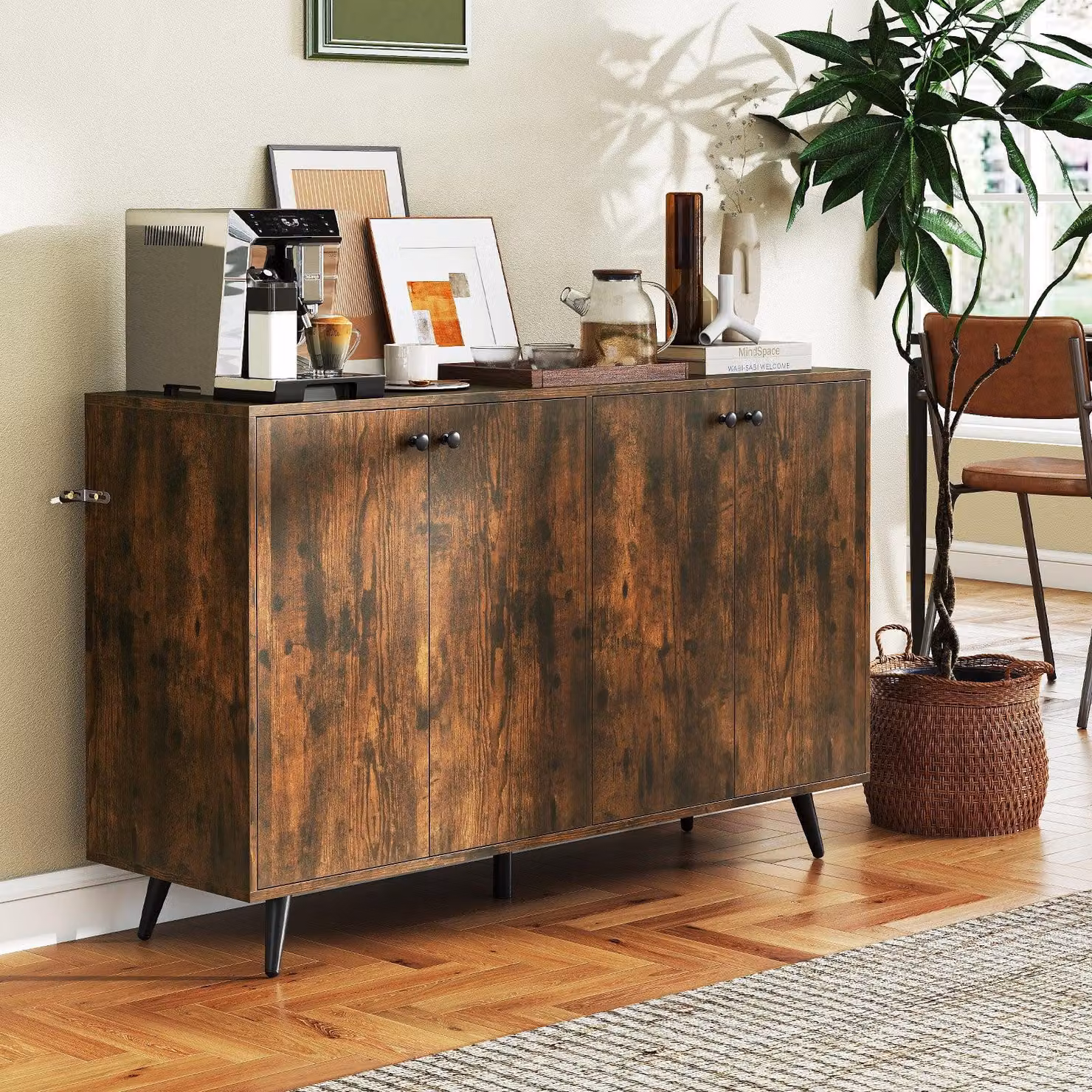 Buffet scandinavo - Credenza - Armadio contenitore - Mobile contenitore - Mobile a parete - Design industriale - Ripiani regolabili