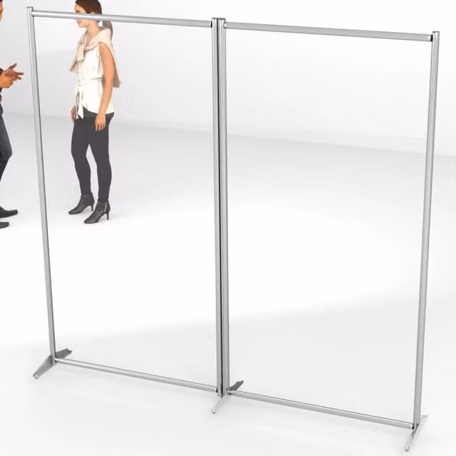 Pannello divisorio doppio in plexiglass trasparente e silver Top Eventi Store H: 209 cm, L: 190 cm