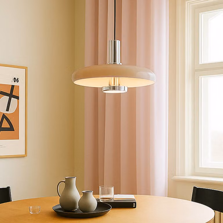 Lampada a sospensione Branford Lindby, dimmerabile, Crema / Ambra, Soggiorno / Sala da pranzo, Metallo, Vintage, Lampada a sospensione