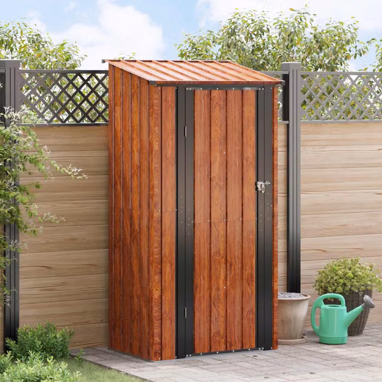 Casetta da giardino moderna vidaXL in metallo marrone L 103 cm x P 74 cm x H 200 cm