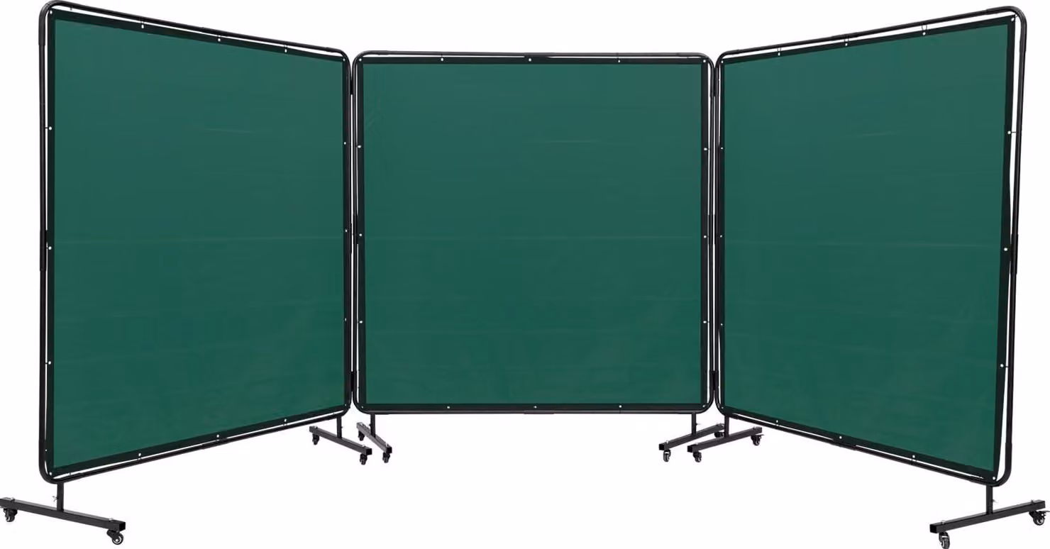 tenda per saldatura a 3 pannelli 1,8 x 1,8 m Tenda di protezione per saldatura in vinile ignifugo Parete di protezione per saldatura con 6 ruote girevoli e protezione UV a 6 stadi Coperta per saldatura Protezione per saldatura verde