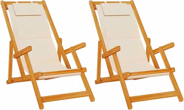 Sedia da spiaggia 2 pz | Sedie da Esterno Marrone Legno di Acacia Massello
