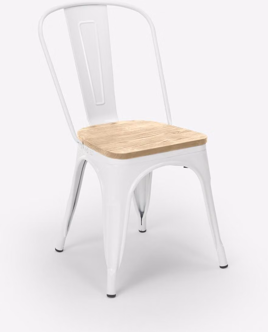 stuhl im industriestil design küche bar acciaio legno top light - Weiß