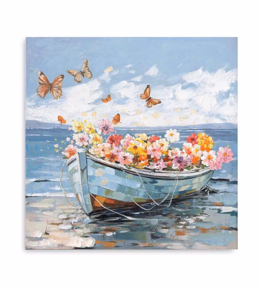 Domo Mea Dipinto Decorativo su Tela - Barca - 30 x 30 cm
