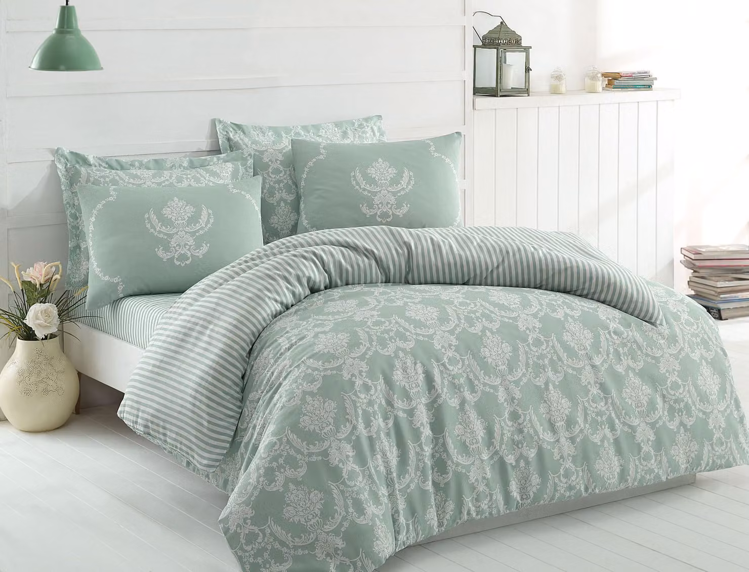 L'Essentiel Linge de Maison, Begonvilla- EPF4851, verde acqua, piumini, 65% cotone / 35% poliestere
