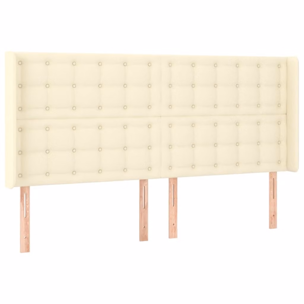 Testiera ad Orecchio Crema 183x16x118/128 cm in Pelle finta