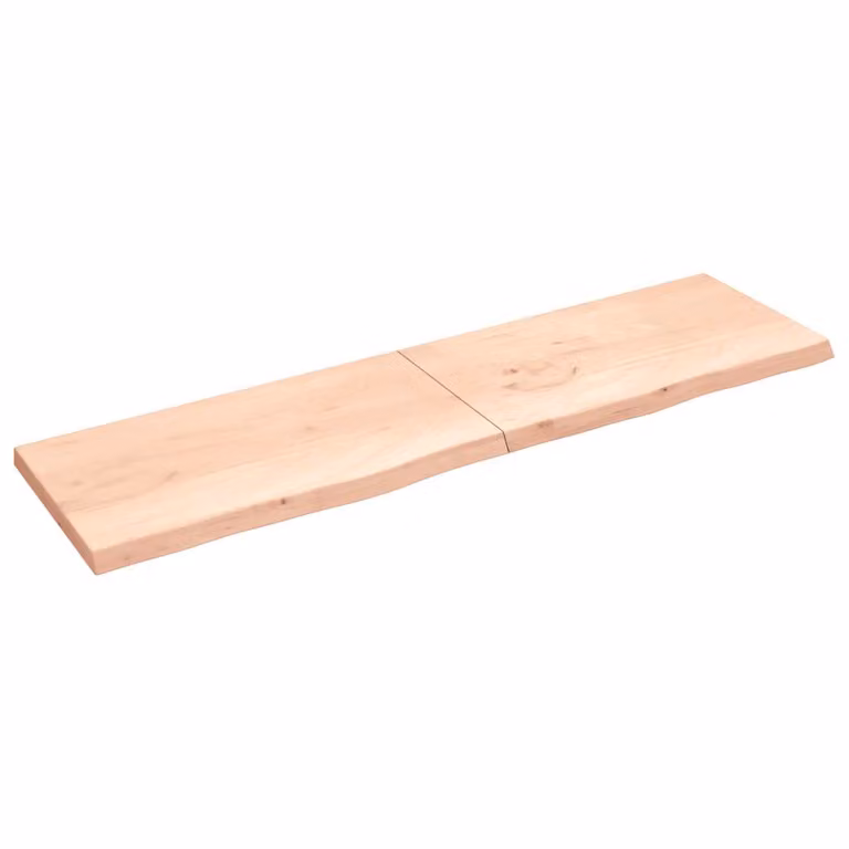 Ripiano a Parete vidaXL in Rovere Massello Non Trattato, Colore Marrone/Beige, L: 220 cm, P: 60 cm, H: 2-6 cm