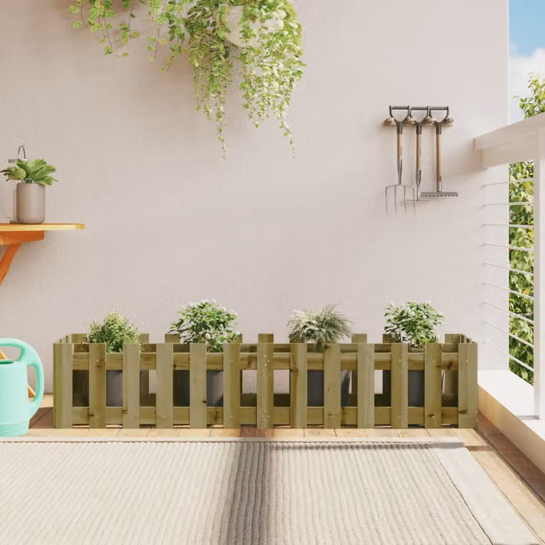 vidaXL Fioriera da Giardino in Legno Verde L: 150 cm, P: 30 cm, H: 30 cm