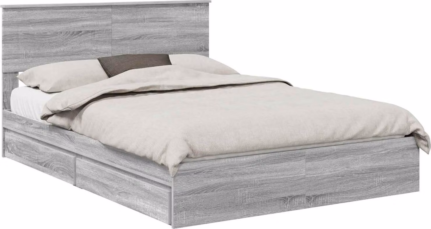 Letto con Contenitore con testiera Grigio Sonoma 160 x 200 cm