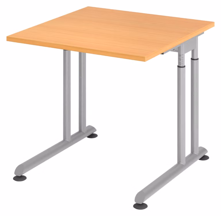bümö Scrivania Serie-Z - Struttura: argento, decorazione: faggio, dimensioni: 80 x 80 cm