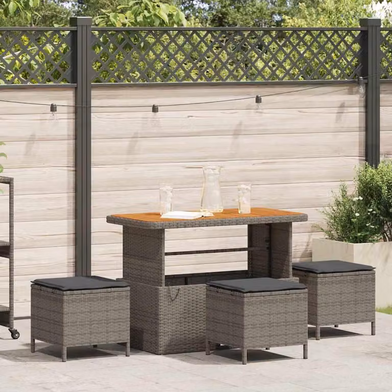 Maison Exclusive - Set da giardino per esterni, 4 pezzi, grigio, in rattan sintetico