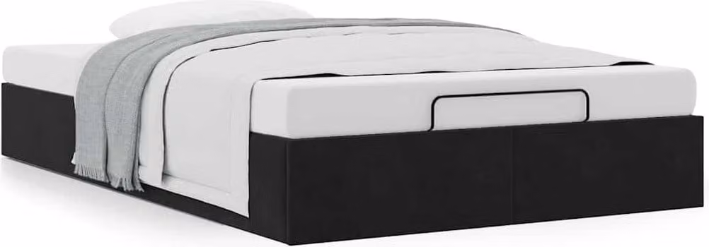 Struttura Letto Pouf Senza Materasso Nero 120x200 cm Velluto