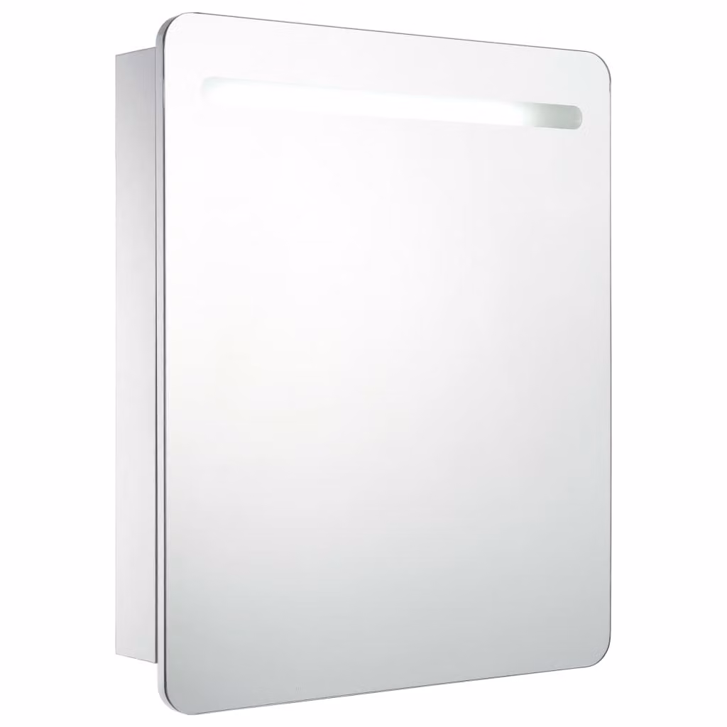 Armadietto Bagno con Specchio e LED 68x9x80 cm