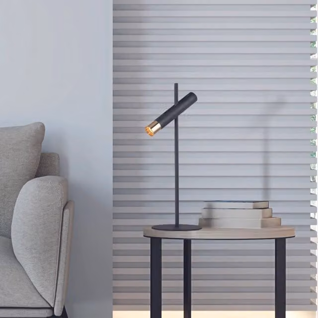 Lampada da Scrivania Searchlight in Metallo con LED 4W 3000K Colore Nero e Oro con Design Cilindrico Regolabile