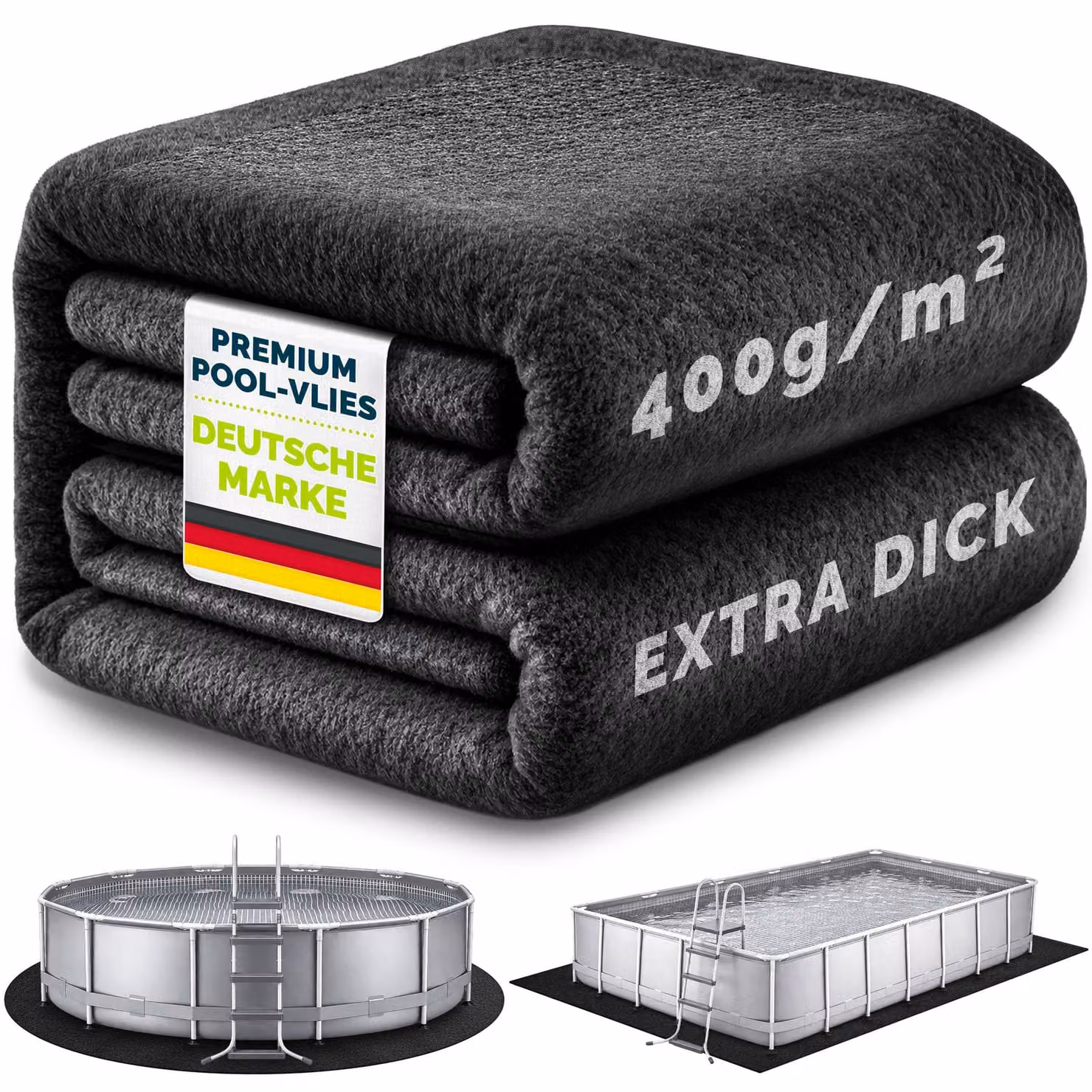tillvex® Telo protettivo premium per piscine, rettangolare, 430x230 cm | Adatto per piscine fino a 400x200 cm | Telo geotessile per il fondo della piscina | Telo per piscina tagliabile | Telo protettivo per il fondo della piscina | Telo resistente agli st
