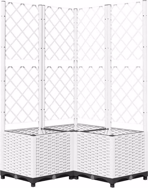 Fioriera rialzata con traliccio per piante rampicanti in plastica bianca L 80 x P 80 x H 136 cm