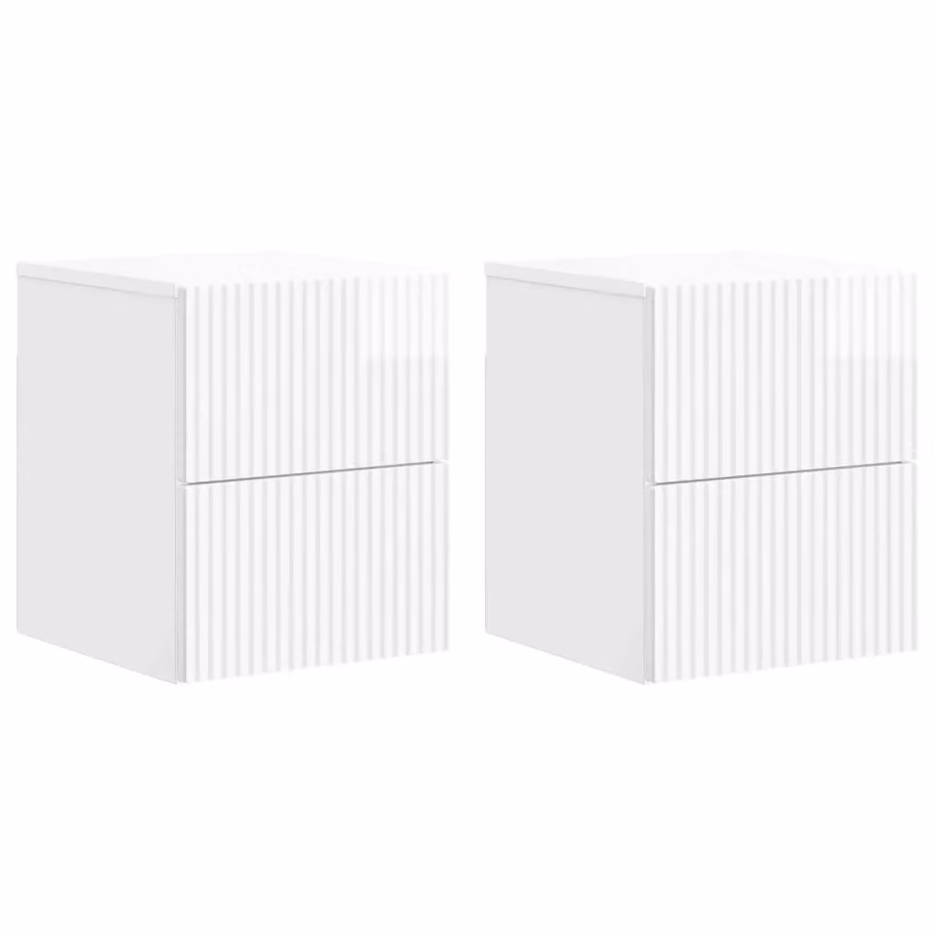 Set di 2 comodini sospesi vidaXL Bianco Lucido L: 33 cm, P: 34,5 cm, H: 40 cm – 2