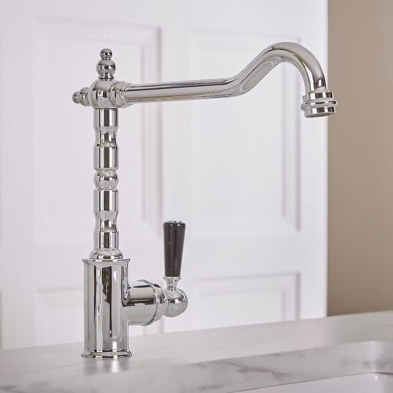 Hudson Reed Elizabeth - Miscelatore da Cucina Monoforo Tradizionale Monoleva - Cromato e Nero