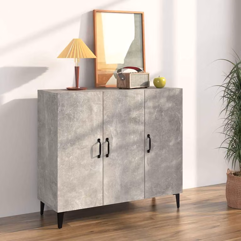 Credenza vidaXL in stile industriale Grigio, L 90 x P 34 x H 80 cm in legno e metallo