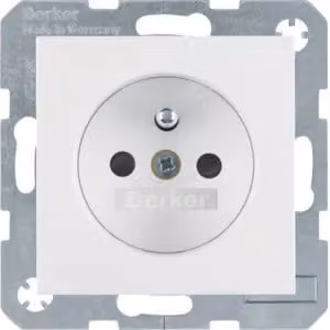 Berker 6765761909 Presa con polo di protezione, bianco polo opaco, Berker S.1/B.3/B.7