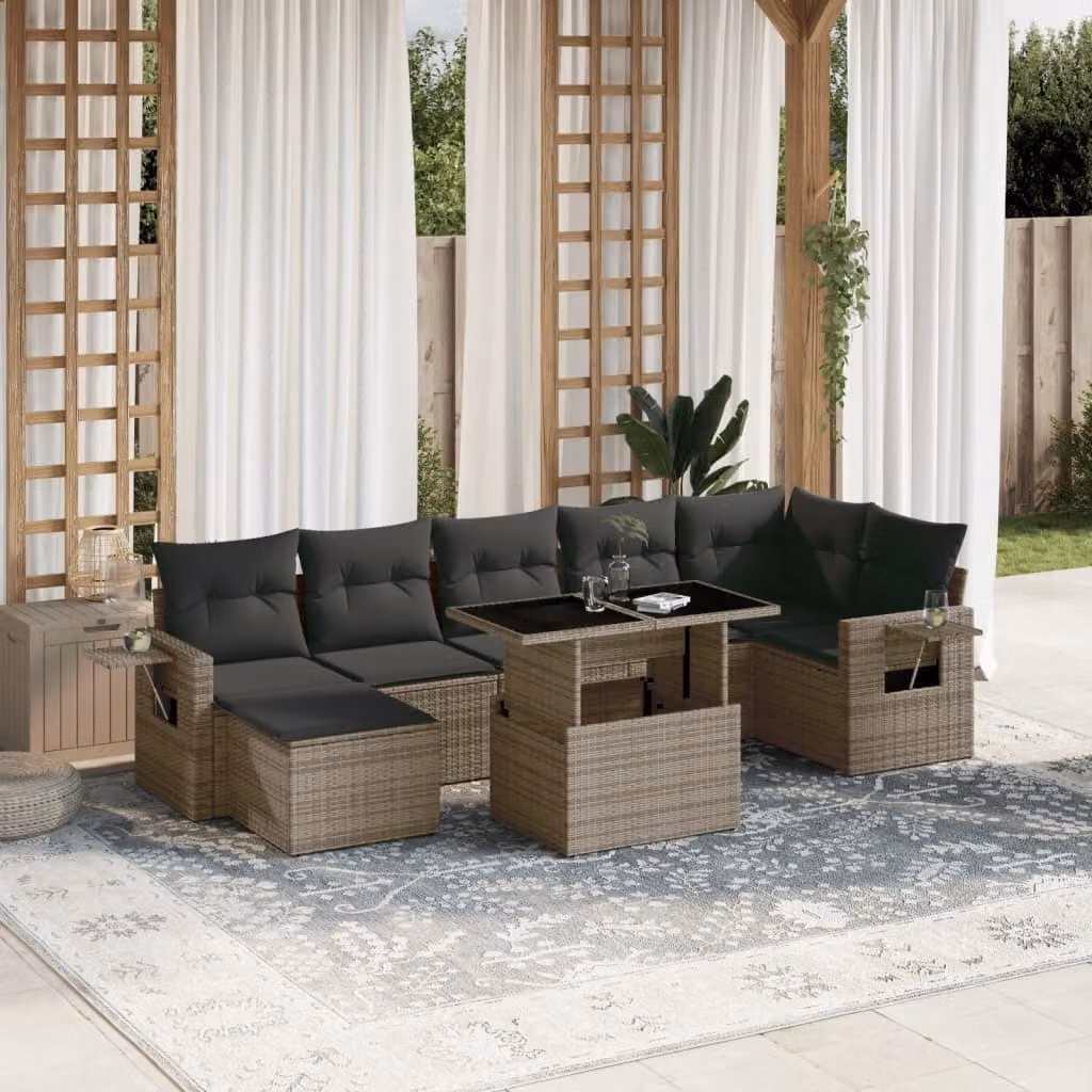Maison Exclusive - Set Divano da Giardino 8 pz con Cuscini Grigio in Polyrattan