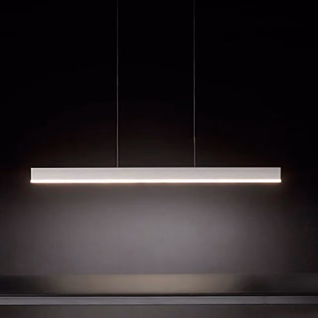 Riga Lampada a Sospensione LED 40W 3551 Lumen 3000K Alluminio Bianco Opaco Diffusore Satinato Design Lineare Moderno per Interni 120x1x250 cm