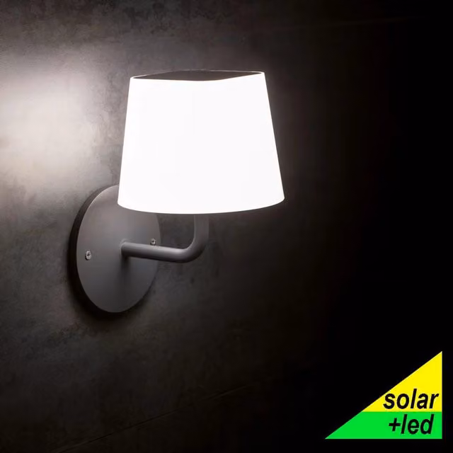 Applique Solare LED GIRASOLE Sovil da Parete con Sensore di Movimento e Crepuscolare, Colore Bianco, IP54 per Giardino e Terrazzo