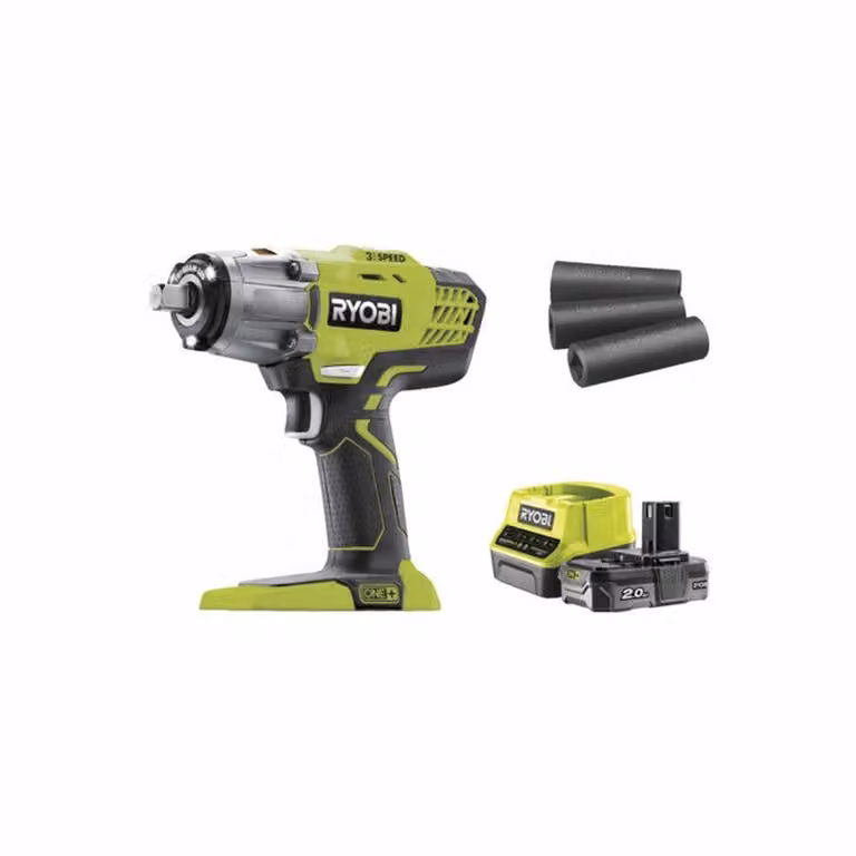 RYOBI - 18V ONE+ Impact Wrench - 3 modes - 1/2 square drive + 2 Ah battery. bag & 1/4'' adapter - R18IW3-120S