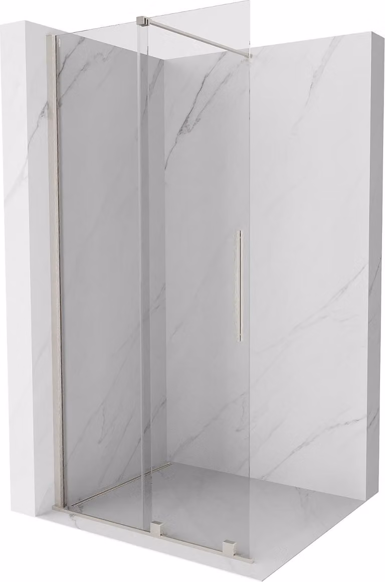 Mexen Velar parete doccia scorrevole Walk-in 75 x 200 cm, trasparente 8 mm, nichel spazzolato - 871-075-000-03-97