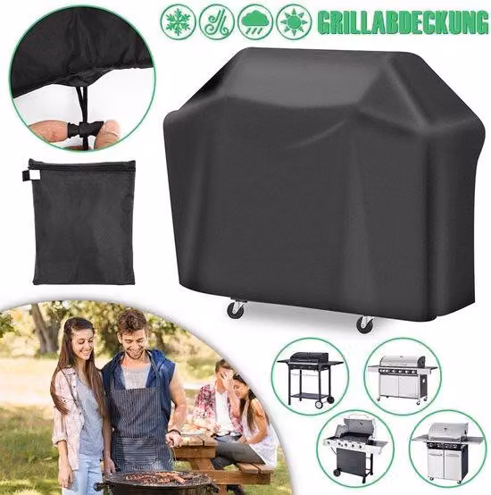 Copertura per barbecue da esterno – 145x61x117 cm, universale, resistente al vento con cintura e chiusura a strappo, impermeabile e resistente ai raggi UV, ideale per lo stoccaggio e la conservazione invernale.