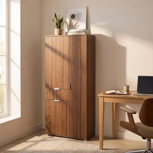 Armadio con 3 ante e un cassetto in Legno Composito cm 75x38x174 - KADEN