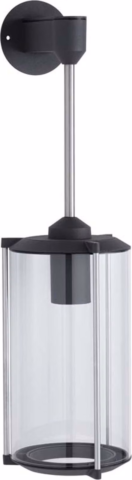 Outdoor 230V Wandleuchte IP44 E27 Klarglas/Grau ohne LM