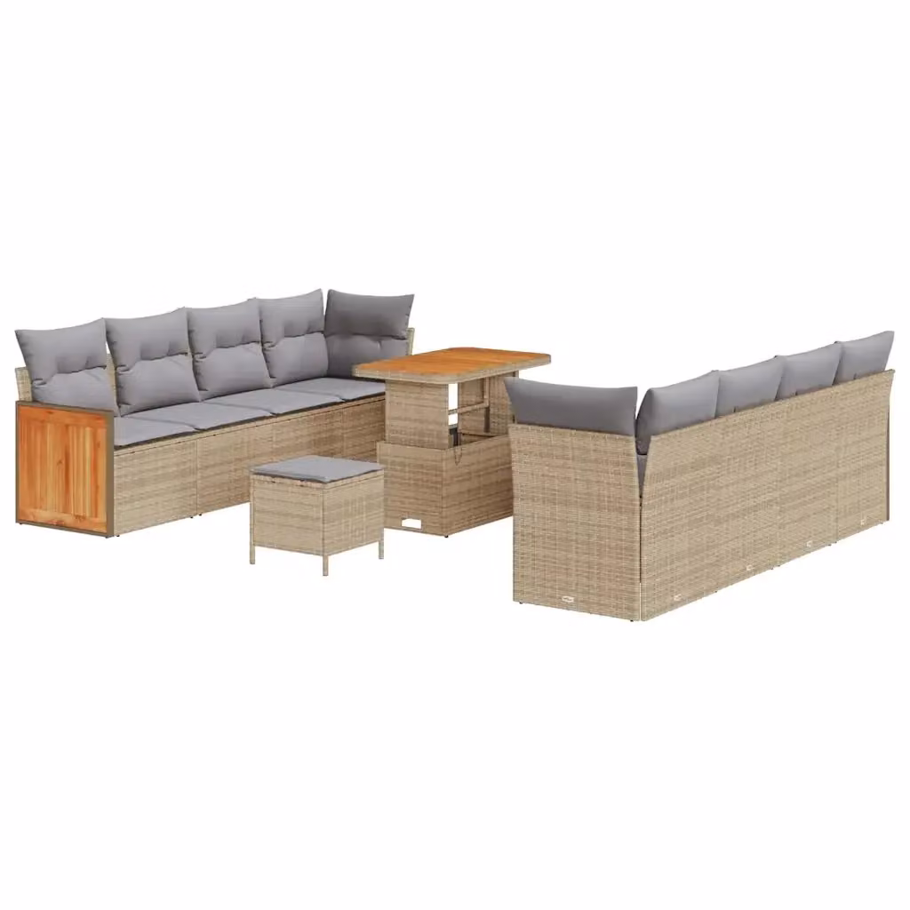 Set Divano da Giardino a L vidaXL in Polyrattan con Cuscini Beige e Grigio – 2