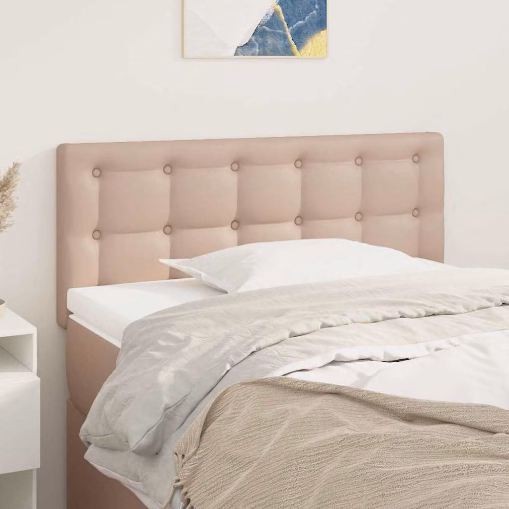 Testiera per letto imbottita vidaXL in similpelle color cappuccino, L: 80 cm, P: 5 cm, H: 78-88 cm