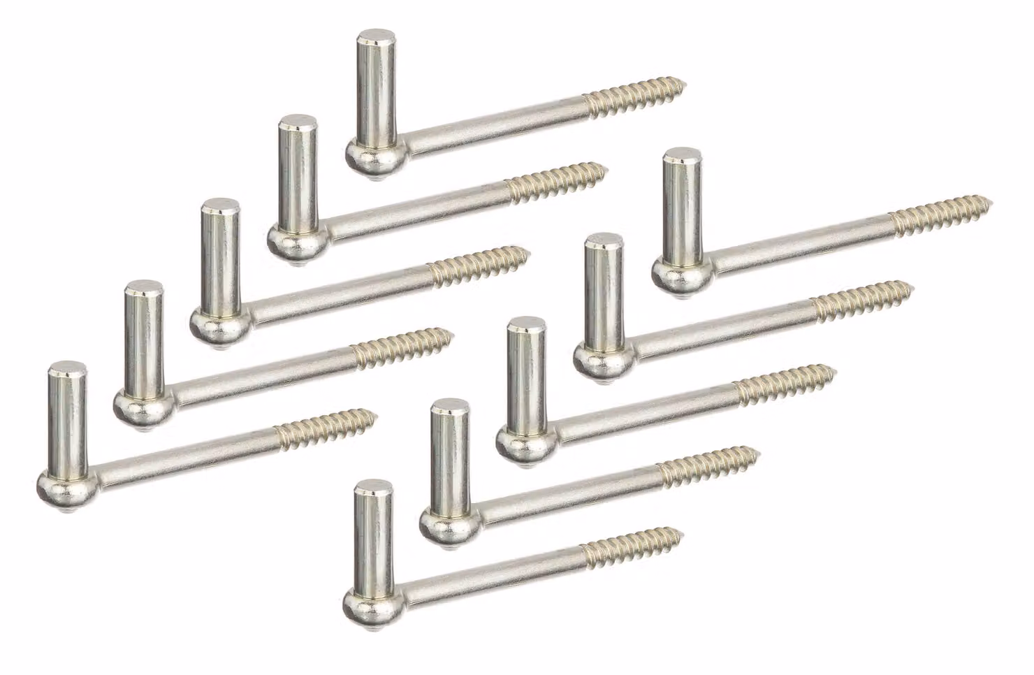 Alberts 844776 Cerniera a vite, gancio a J, con filettatura tagliata, zincata elettroliticamente, passivata a strato spesso, diametro del perno Ø16 mm, lunghezza 165 mm, set da 10 pezzi