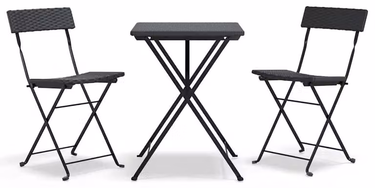 Set da bistrot pieghevole in rattan sintetico