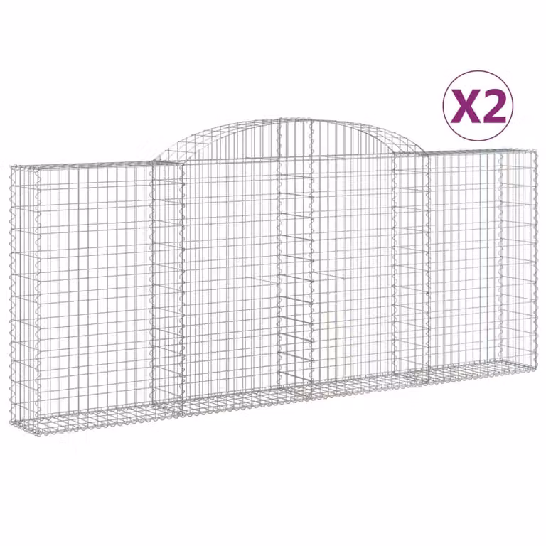 Cesti Gabbioni ad Arco 2 pz 300x30x120/140 cm Ferro Zincato
