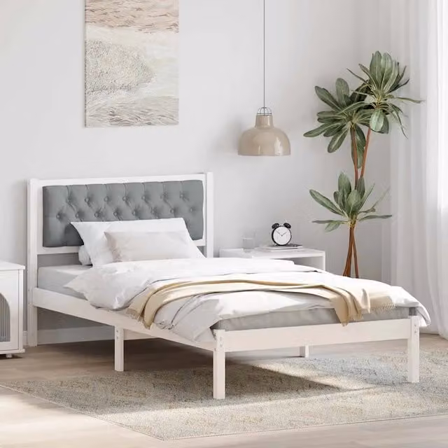 Struttura del letto con giroletto in pino massello grigio chiaro L 100 x P 200 cm – 1