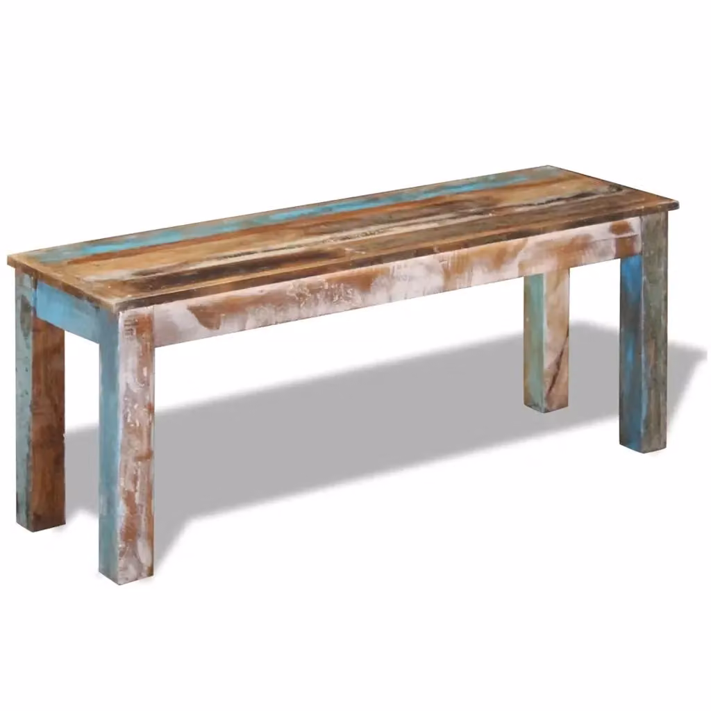 Panca in legno massello di recupero vidaXL multicolore L: 110 cm, P: 35 cm, H: 45 cm – 2