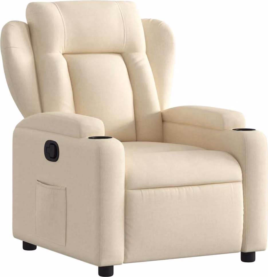 Poltrona reclinabile in tessuto color crema