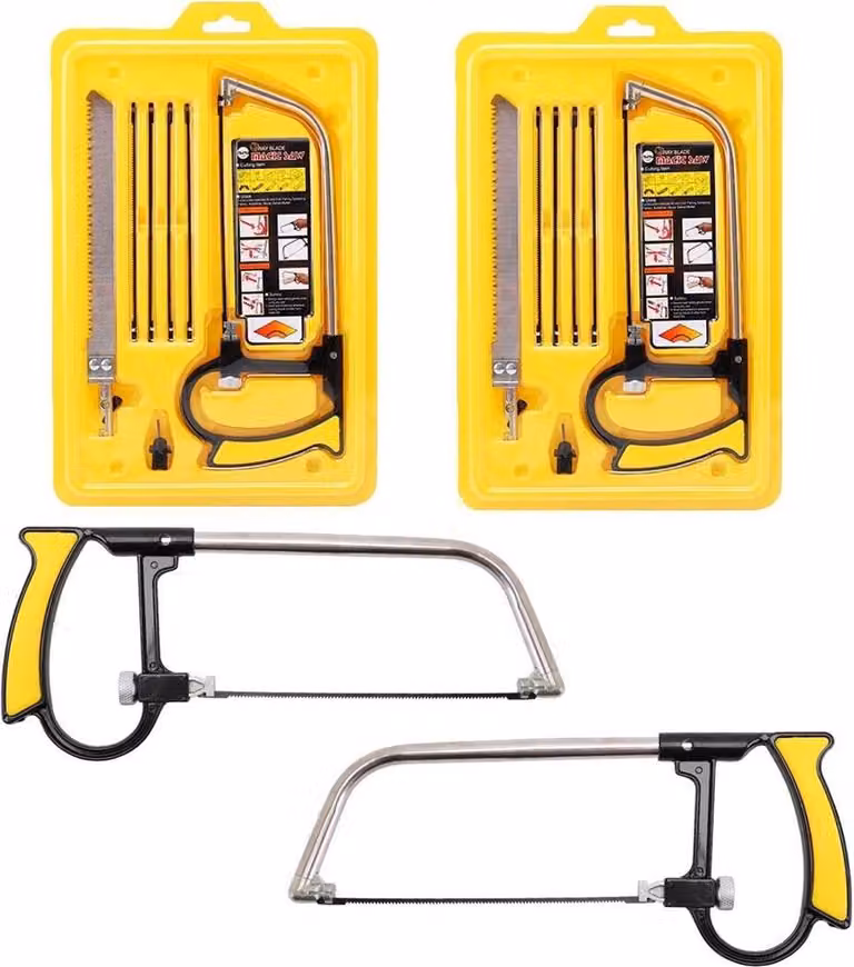 set di 2 seghetti a mano per legno e metallo | sega a mano multifunzionale per il campeggio e l'outdoor | sega a filo multiuso 7 in 1 | sega a tazza con lama 6x per metallo, vetro, piastrelle e legno | sega a traforo