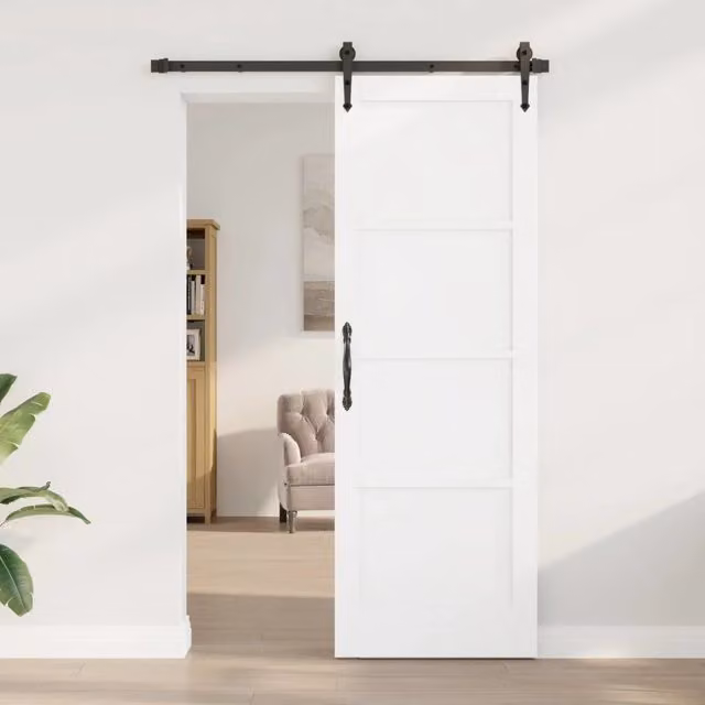 Porta interna scorrevole in legno stile rustico bianco vidaXL L: 73,5 cm, H: 211 cm