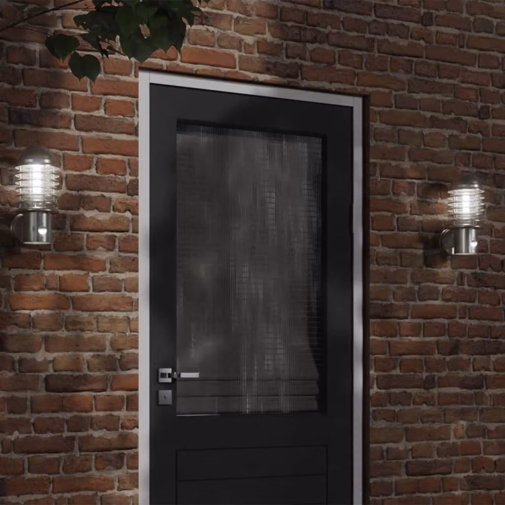 Set di 2 applique da esterno vidaXL in acciaio inox argento con sensore di movimento e protezione IP44
