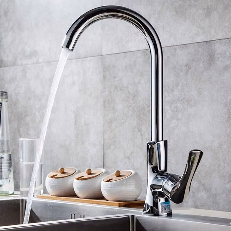 Elzusha - Rubinetto da cucina con maniglie ergonomiche, rotazione a 360° e finitura in ottone