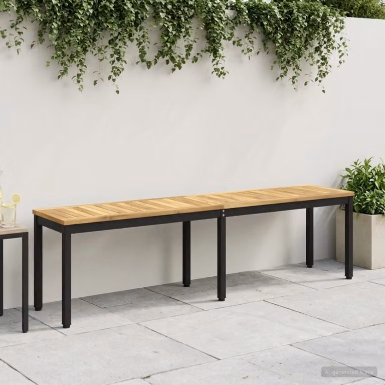 Panchina da giardino vidaXL in legno di acacia massello stile rustico L: 161 cm, P: 35 cm, H: 45 cm