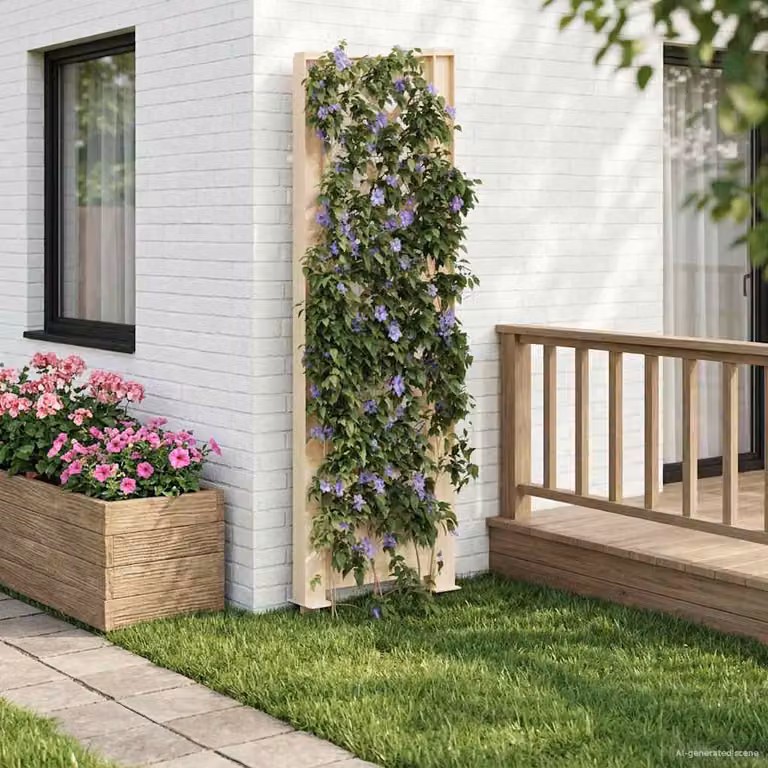 Supporto per piante rampicanti vidaXL Trellis in plastica bianca, H: 165 cm, L: 43 cm, P: 6 cm