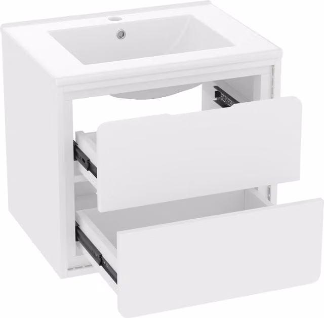 Armadio da bagno NK Space moderno a parete con illuminazione integrata, due cassetti e finitura bianca opaca, L: 60 cm, P: 46 cm, H: 50 cm