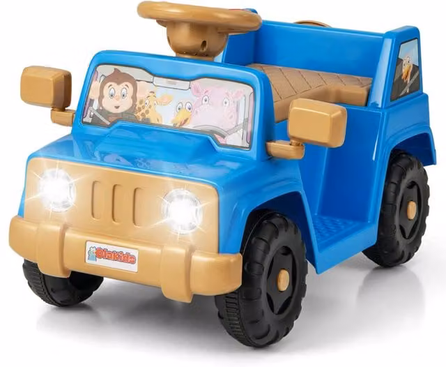 Auto elettrica per bambini con effetti luce e suono, design moderno in plastica blu, L/P/H: 66 x 42 x 40 cm