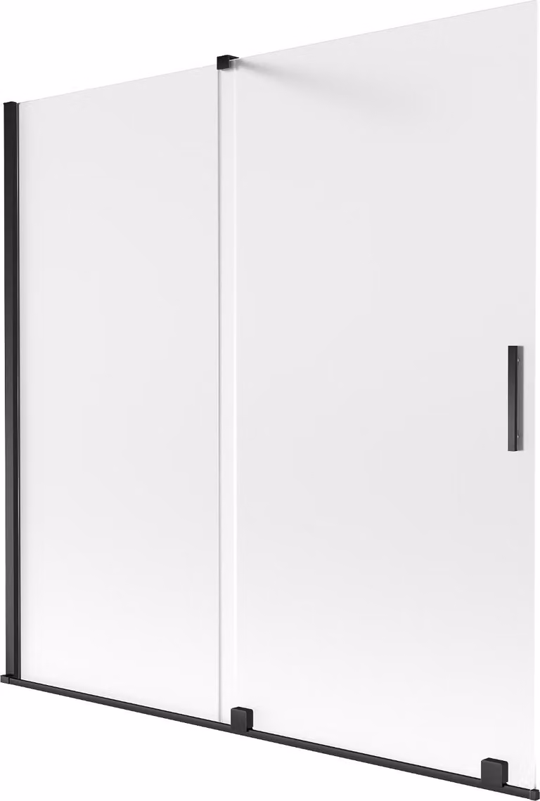 Mexen Velar paravento per vasca da bagno 2-ante scorrevole 160 x 150 cm, brina, nero - 896-160-000-31-70